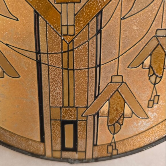 Vintages MCM Stained Glass Style Hand painted Aztec Sun Catcher - Picture 9 of 10